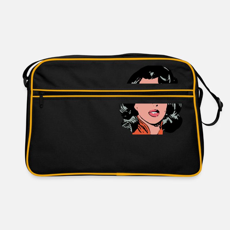 Pop Art Frau - Retro Tasche - Schwarz/Gold