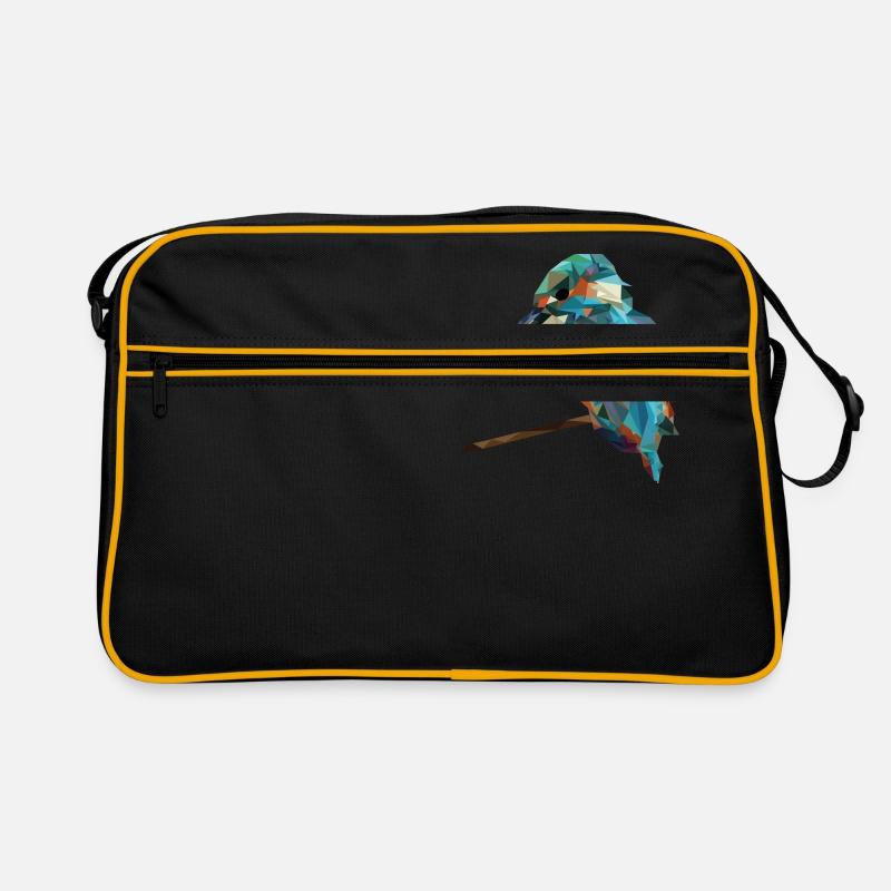 Vogel Dreiecke - Retro Tasche - Schwarz/Gold