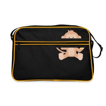 Affe mit Banane - Retro Tasche - Schwarz/Gold - Vorne