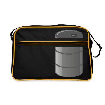 benzin gas tankstelle petrol station oil productio - Retro Tasche - Schwarz/Gold - Vorne