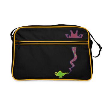 Wunderaffe - magic lamp with giraffe gift - Retro Bag - black/gold - Front