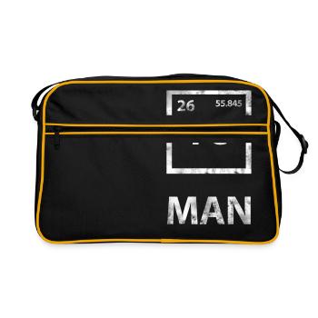 Fe MAN ( Wortspiel) Periodensystem - Retro Tasche - Schwarz/Gold - Vorne