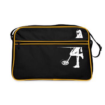 Chasseur de trésors sexy avec détecteur de métaux - Sac Retro - noir/or - Devant