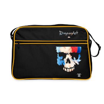 Skull-Logo reds - Retro Tasche - Schwarz/Gold - Vorne