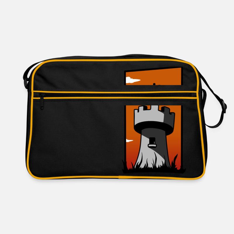 Medieval tower with sunset Retro Bag