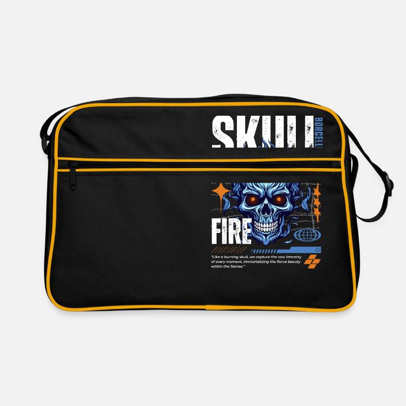 Blue Skull Weiss - Retro Tasche - Schwarz/Gold
