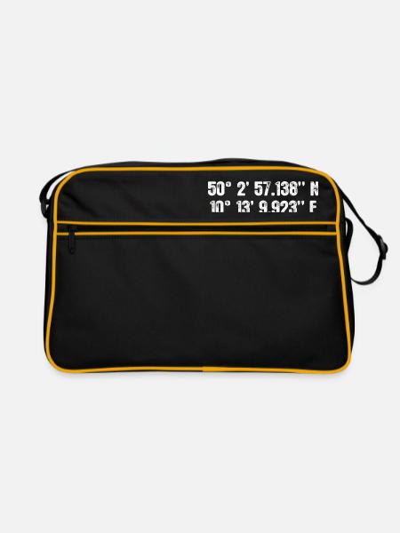 Geocacher World Traveler Globetrotter Gift - Retro Bag - black/gold - Front