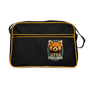 Little Explorer - Mignon motif de panda rouge aquarelle - Sac Retro - noir/or - Devant
