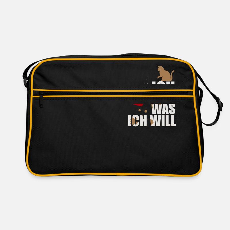 ICH MACHE WAS ICH WILL! KATZE - Retro Tasche - Schwarz/Gold