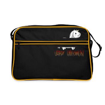 Happy Halloween Skelett-Pferdchen Einhorn - Retro Tasche - Schwarz/Gold - Vorne