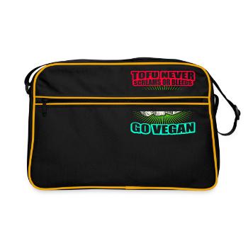 Tofu Never Screams Or Bleeds GO VEGAN - Retro Bag - black/gold - Front