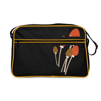 pilze mushrooms fungi veggie gemuese vegetables7 - Retro Tasche - Schwarz/Gold - Vorne