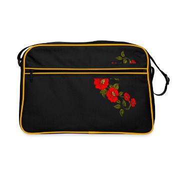 Red Floral Vine Pattern - Retro Bag - black/gold - Front