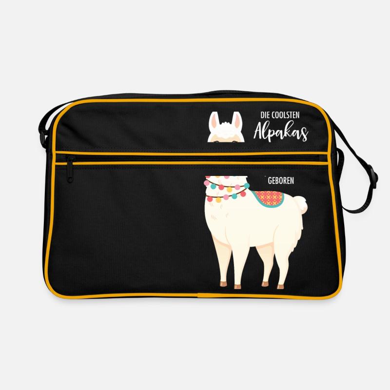 Die Coolsten Alpakas Werden Im September Geboren - Retro Tasche - Schwarz/Gold