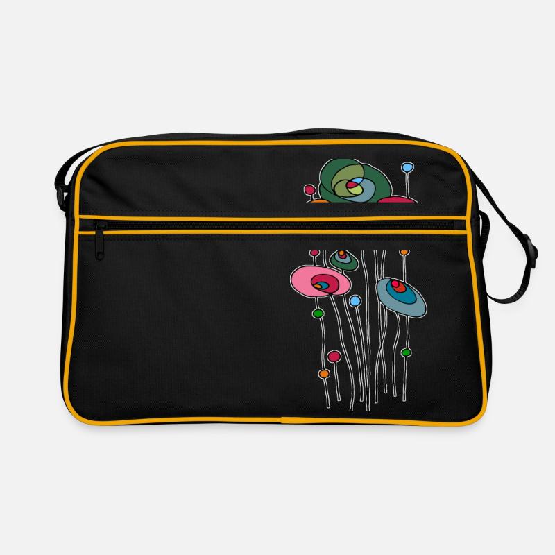 Fleurs colorées - Sac Retro - noir/or