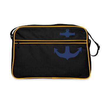 Anchor, maritime and trendy - Retro Bag - black/gold - Front