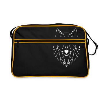 Loup géométrique blanc - Sac Retro - noir/or - Devant