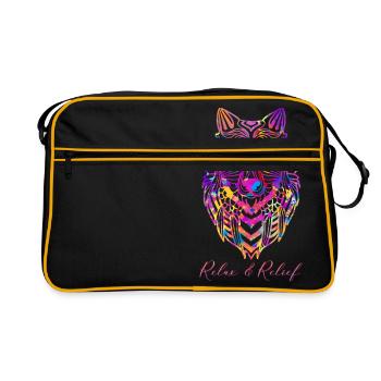 Relax&Relief Wolf - Retro Tasche - Schwarz/Gold - Vorne