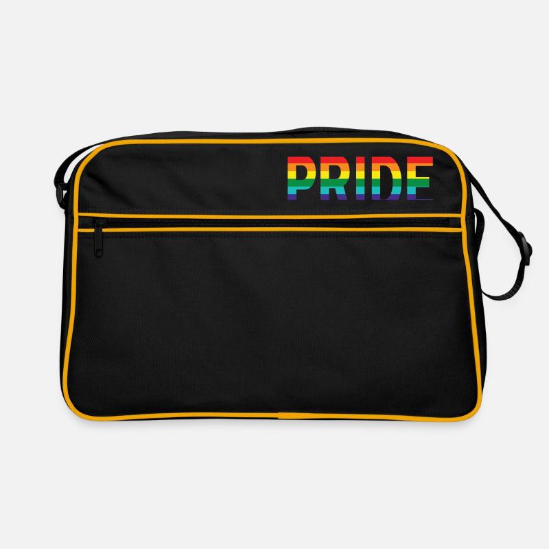 Pride Amsterdam in Regenbogenfarbe und Schwarz Retro Tasche
