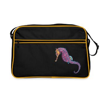 Seepferdchen Seepferd - Retro Tasche - Schwarz/Gold - Vorne