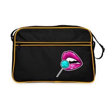 LÈVRES SEXY AVEC LOLLYPOP - Sac Retro - noir/or - Devant