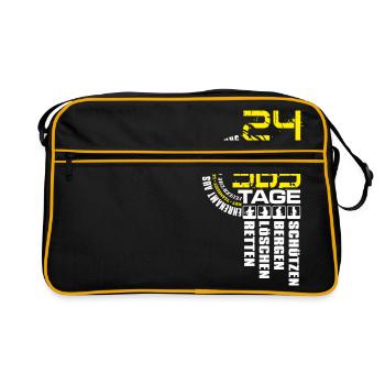 Feuerwehr - 24 Tage 365 Stunden - Retro Tasche - Schwarz/Gold - Vorne