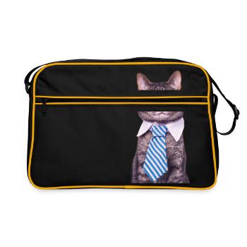 Büro Katze - Retro Tasche - Schwarz/Gold - Vorne