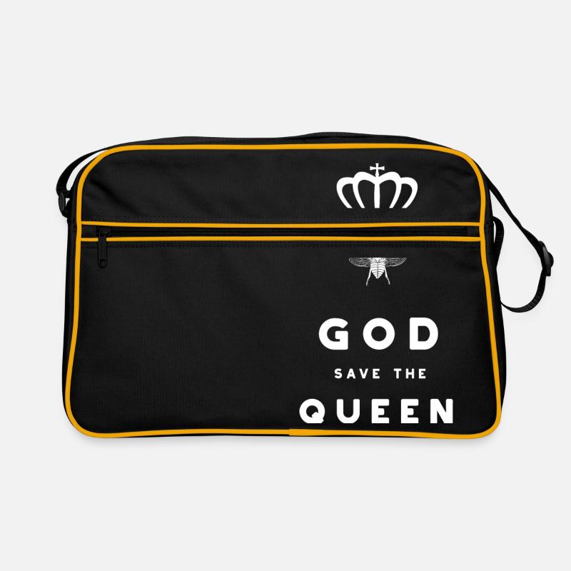 God Save The Queen Bee. Lustige Sprüche. Biene. - Retro Tasche - Schwarz/Gold