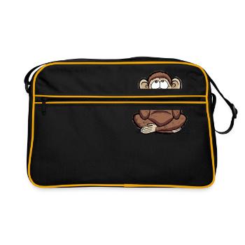Iwazaru - monkey speaks no evil - Retro Bag - black/gold - Front