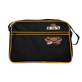 Mizaru - Affe sieht kein Übel - Retro Tasche - Schwarz/Gold - Vorne