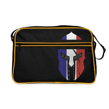 spartanisch wenn vis pacem - Retro Tasche - Schwarz/Gold - Vorne
