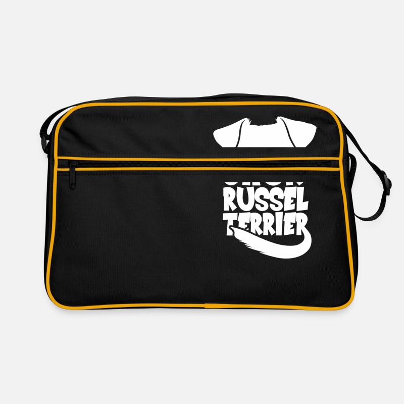 Jack Russel Terrier Silhouette - White - Retro Tasche - Schwarz/Gold