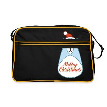 Weihnachtsbär - Retro Tasche - Schwarz/Gold - Vorne
