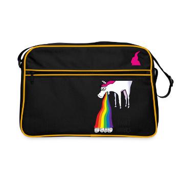 Unicorn vomiting rainbow - take that haters - Retro Bag - black/gold - Front
