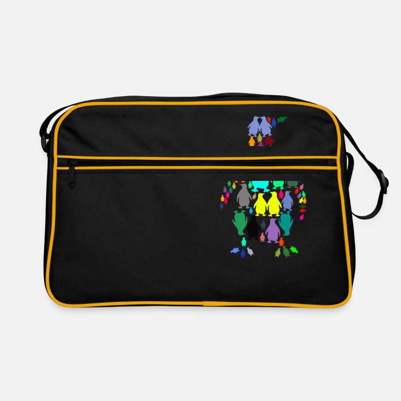 Pinguine im Pinguin - Retro Tasche - Schwarz/Gold