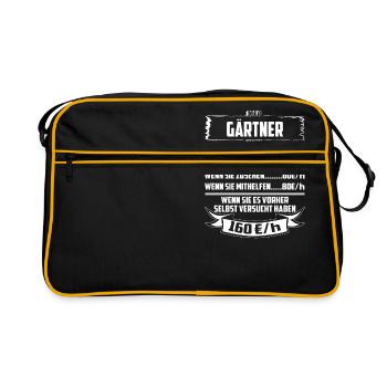 Gärtner Stundenlohn - Retro Tasche - Schwarz/Gold - Vorne