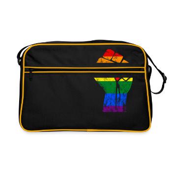 RAINBOW FIST - Retro Tasche - Schwarz/Gold - Vorne