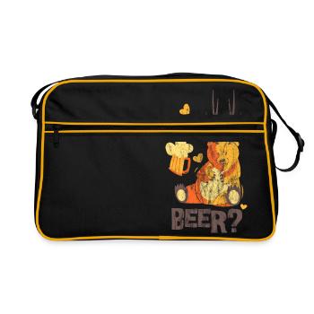 OURS? - Tente de bière Ours Design shirt - Sac Retro - noir/or - Devant