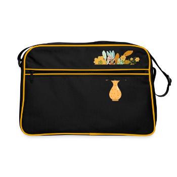 Kunstvolle Blumen Vase - Retro Tasche - Schwarz/Gold - Vorne