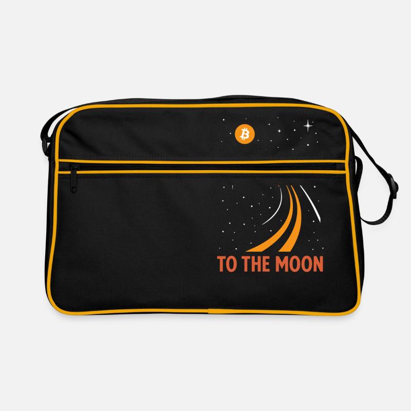 Le bitcoin sur la lune - Sac Retro - noir/or