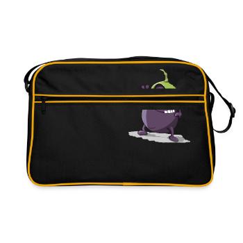 légumes aubergine drôle avec le visage Geschenkiddee - Sac Retro - noir/or - Devant