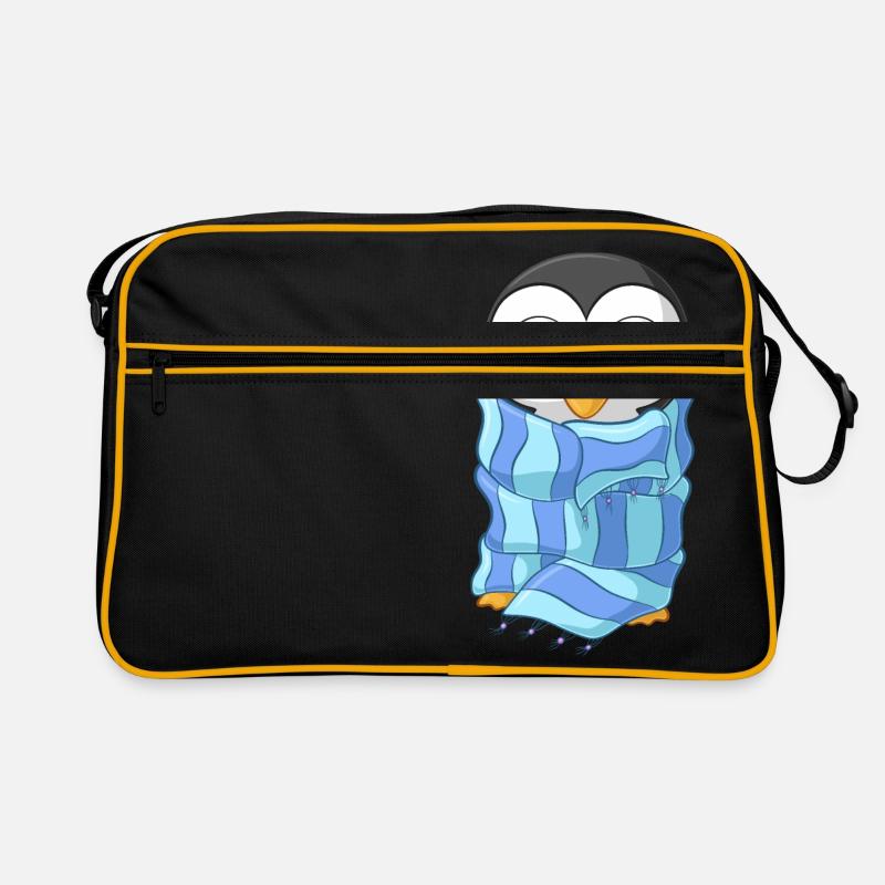 Pingouin de dessin animé de congélation - Sac Retro - noir/or