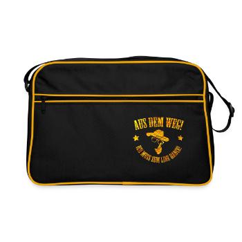 Aus dem Weg ich muss zum Line Dance, Linedancing - Retro Tasche - Schwarz/Gold - Vorne