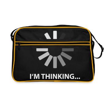 "I'm thinking" funny T-Shirt - Retro Tasche - Schwarz/Gold - Vorne