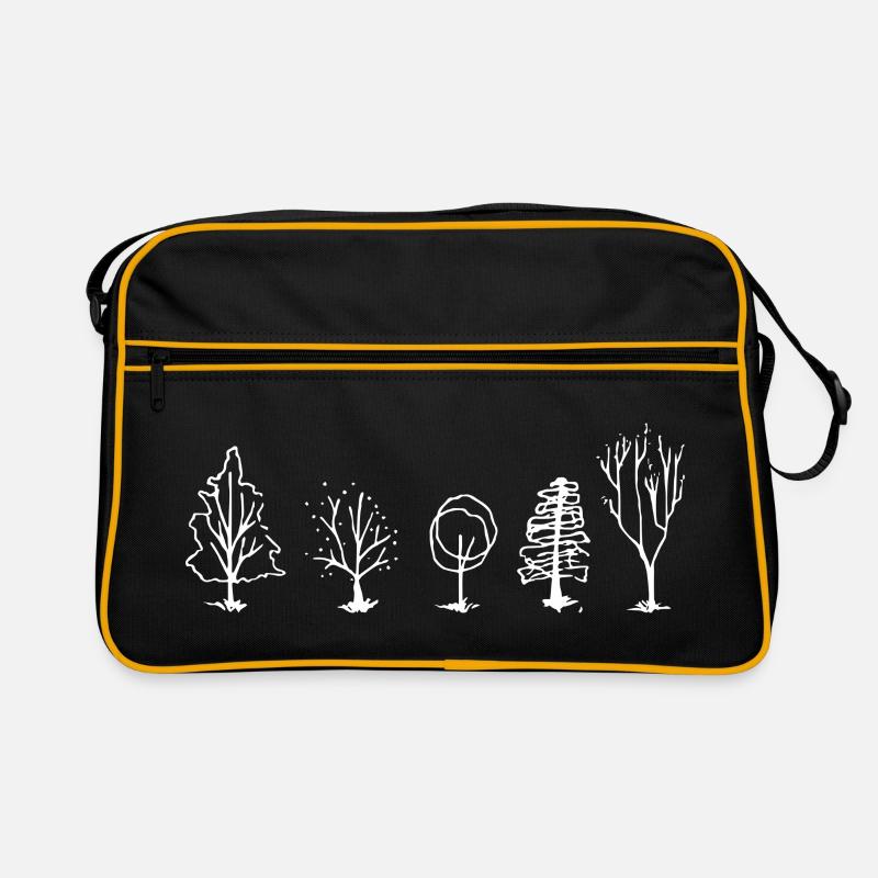 Fünf Bäume Lineart Wald Retro Tasche