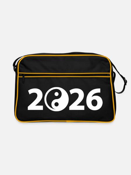 Ying Yang 2026, Harmonie 2026, Symbole du Yoga 2026 - Sac Retro - noir/or - Devant