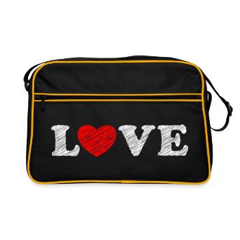Love Heart Scribble - Retro Bag - black/gold - Front