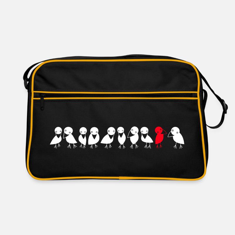 Vogelreihe Raben - Retro Tasche - Schwarz/Gold