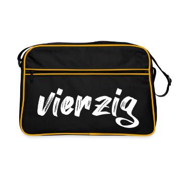 vierzig 40 Schriftzug - Retro Tasche - Schwarz/Gold - Vorne