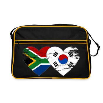 Afrique du Sud Drapeau de la Corée du Sud Coeur - Sac Retro - noir/or - Devant